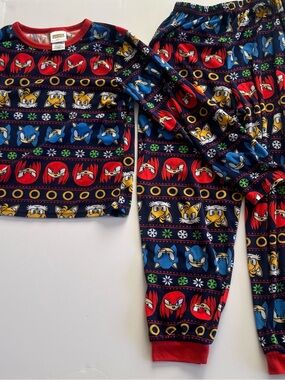 Boys Sonic Team Character Navy & Red Pajama Set